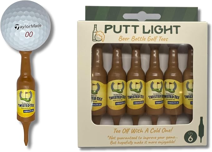 Beer Bottle Golf Tees, Virtually Unbreakable and Recyclable Plastic Golf Tee 6 Pack, Golf Gift for Men, Bachelor Party Novelty Gift, for Golfers,3-1/4" Tall