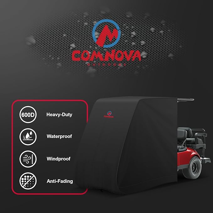 Comnova Golf Cart Cover 6 Passenger - 600D Waterproof Golf Carts Enclosure with Zipper, Windproof & UV Resistant, Outdoor Golf Cart Cover Universal Fit EZGO, Club Car, Yamaha up to 138"L x 48"W x 66"H