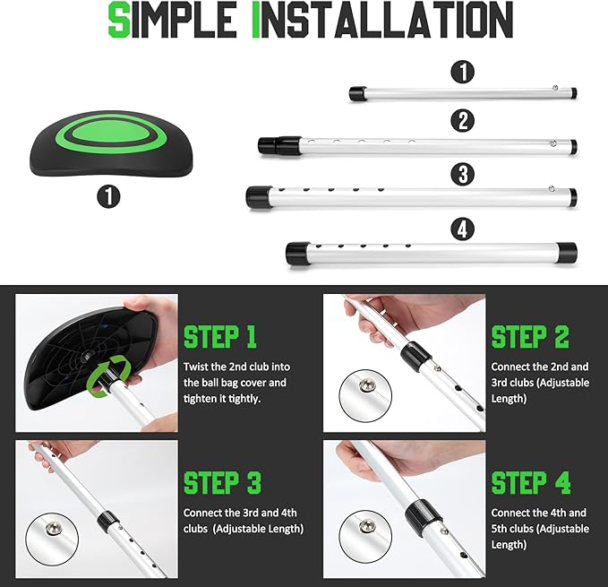Portable Golf Travel Bag Support Pole, Umbrella Anti-Impact Support Cover Protector and Aluminum Alloy Rod, Golf Club Travel Bag Support System Protect Club