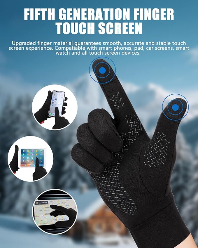 Aegend Lightweight Winter Gloves for Men Women, Warm Running Gloves Touchscreen Thermal Glove Liners for Cold Weather Driving, Cycling & Hiking, Non-Slip, Elastic Cuff, Stretchy, Durable