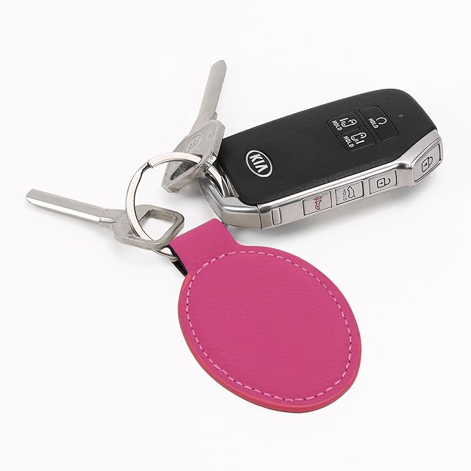 LaserGram Oval Keychain, Golfer Golfing, Personalized Engraving Included (Hot Pink)