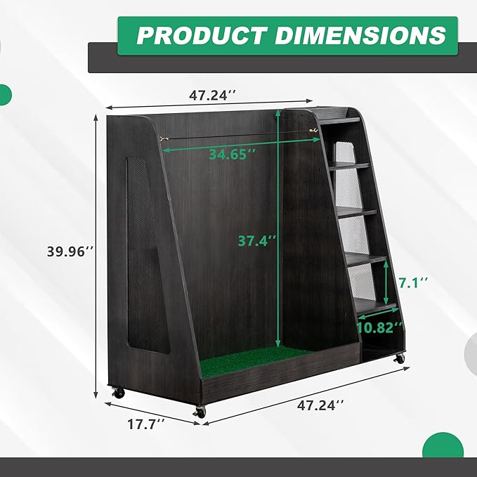 Wooden Golf Bag Organizer and Storage Rack, Accommodate Golf Bags and Golf Clubs/Hockey Sticks, Golf Balls, Inside and Outside The Garage shed Basement