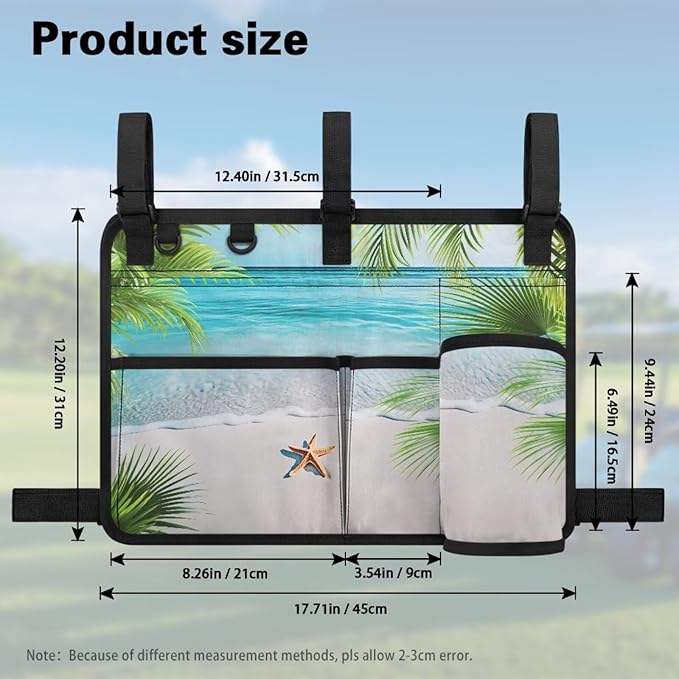 Beach Golf Cart Rear Seat Organizer Foldable Storage Bag for Club Car, Wheelchair and Walker