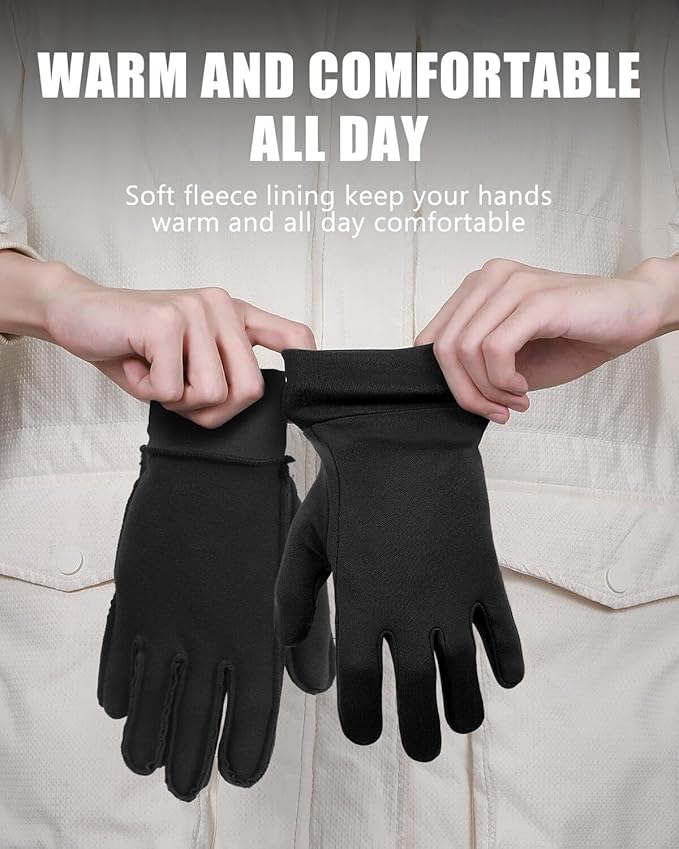 Aegend Lightweight Winter Gloves for Men Women, Warm Running Gloves Touchscreen Thermal Glove Liners for Cold Weather Driving, Cycling & Hiking, Non-Slip, Elastic Cuff, Stretchy, Durable