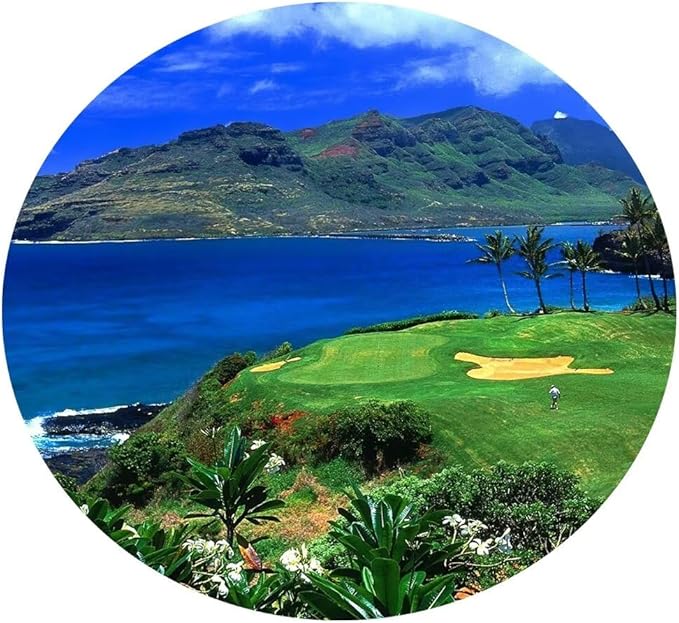 chenchenArt Lagoons Golf Course Wall Art for Living Room Bedroom Bathroom Home Decoration Hawaii Ocean Golf Course Picture Poster Canvas Prints Modern Artwork Framed Ready to Hang(24''H x 36''W)
