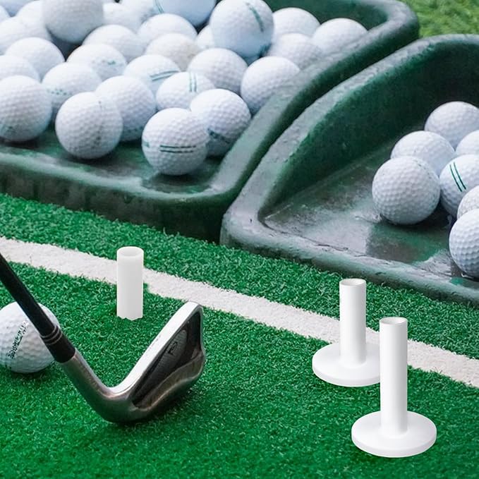 Rubber Golf Tees for Mats,Unbreakable Stable Driving Range Tees for Golf Simulator Practice Mats,5-Piece Mixed Size Set(White)