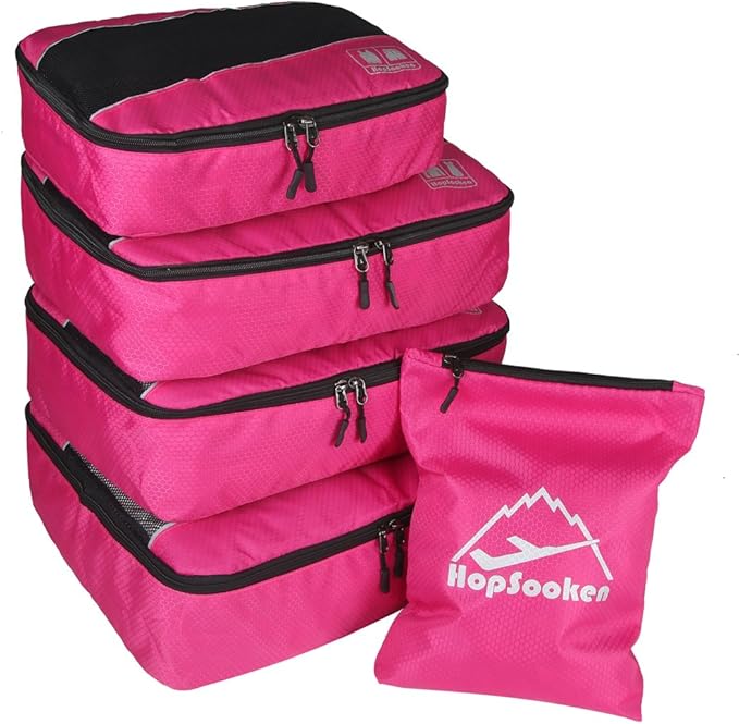 5 Set Packing Cubes for Travel Large Suitcase Luggage Organizer Bags Travel Accessories Vacation 4 Cubes 1 Laundry Pouch Bag