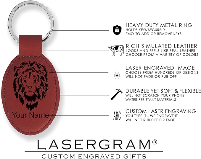 LaserGram Oval Keychain, Golfer Golfing, Personalized Engraving Included (Burgundy)