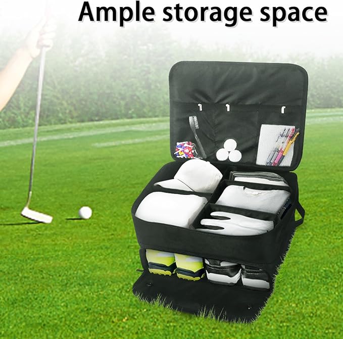 2 Layer Golfs Trunk Organizers, Golfs Locker with Separate Ventilated Compartment for 2 Pair Shoes, Golfs Trunk Storage