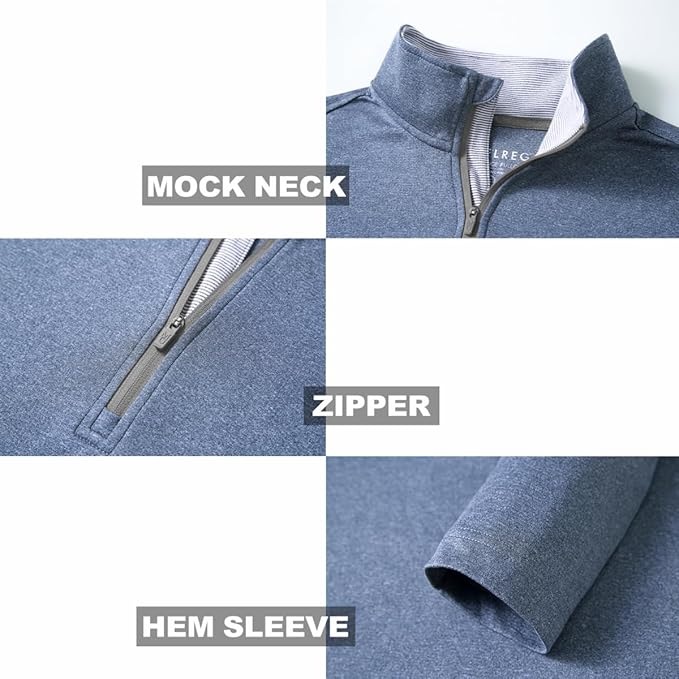 M MAELREG Quarter Zip Golf Pullover Men Dry Fit Long Sleeve Performance Wicking Mock Neck 1/4 Zip Pullover Mens Sweatshirt
