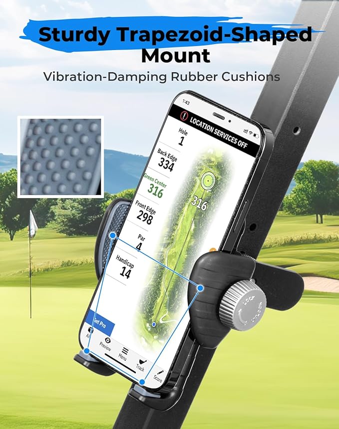 KEMIMOTO Magnetic Golf Cart Phone Holder Compatible with EZGO, Club Car, 360-Degree Rotatable Universal Phone Mount Bracket Suitable for iPhone, Pixel, Galaxy