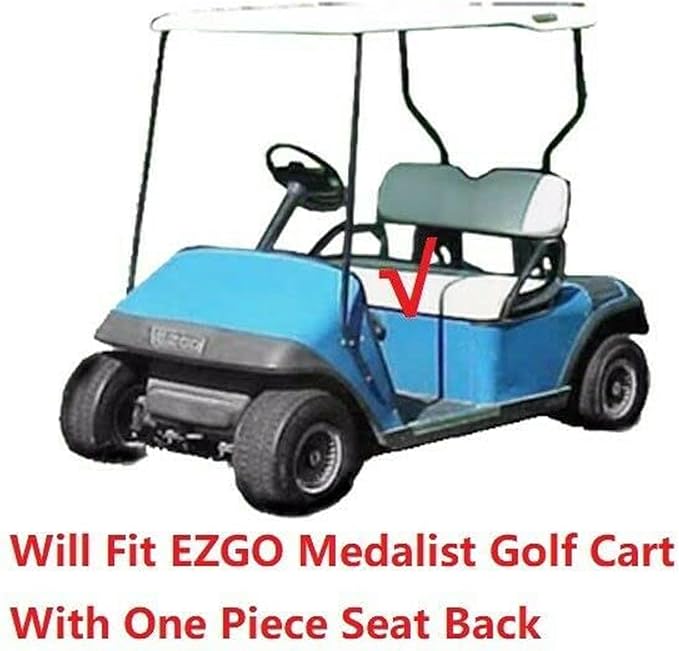 Huskey 4PCS Golf Cart Front/Rear Seat Covers for EZGO Medalist/TXT 94-13 Custom Two-Tone Black/Blue Diamond Stitching with Blue Piping, Marine Grade Vinyl Material, Staple on Design