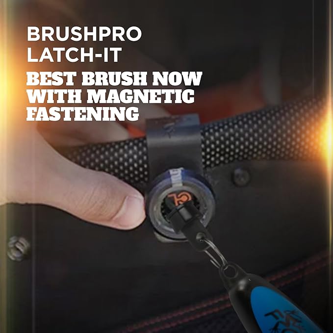 Frogger BrushPro Latch-It Golf Club Cleaner, Ergonomic Grip and Latch-it Magnet - Professional Golf Club Brush and Groove Cleaner for Golfers