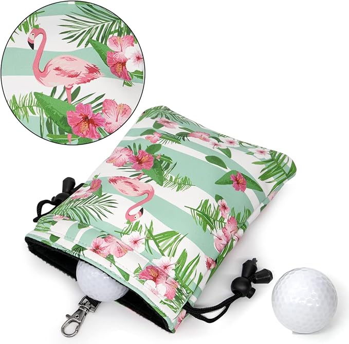 Golf Valuables Pouch,Golf Bag Pouch with Drawstrings Leather Tee Pouchs Bag for Men Women