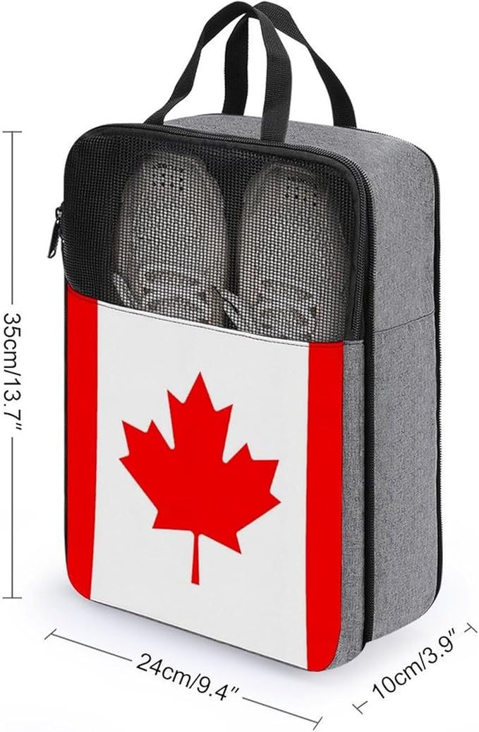 Portable Shoe Packing Storage Bag Travel Shoe Organizer with Zipper Closure for Travel and Daily Use (Canadian Canada Flag)