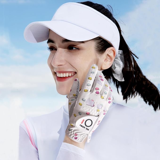 FINGER TEN Ladies Golf Gloves Left Right Hand 1 Pack, Golf Glove for Women's Golfer Lh Rh All Weather Grip, Size Fit Small Medium Large XL