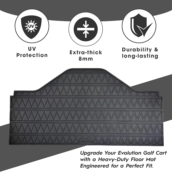 Club Clean Evolution Golf Cart Floor Mat, Fits D5 and D5 Max Models,Full Coverage 8 mm Heavy-Duty Compound Liner,Waterproof Non-Slip Floor Protector,Premium Custom Fit Design (D5 1st, 2nd, & 3rd Row)