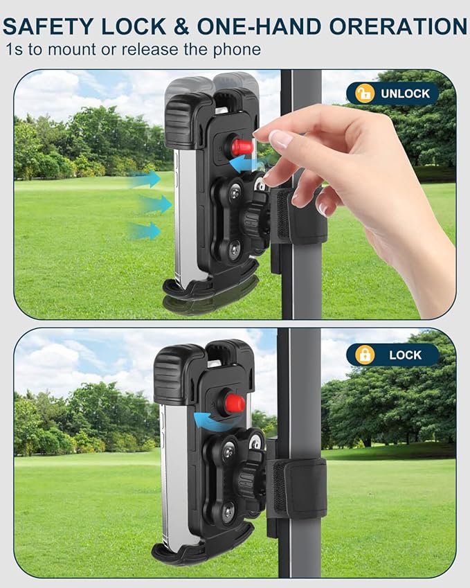 Magnetic Golf Cart Phone Holder Mount with Vibration Dampener & Ultra-Strength Neodymium N52 Magnets for EZGO/Club Car/Yamaha/ICON, Golf Cart Phone Caddy for iPhone/Galaxy/Google Pixel