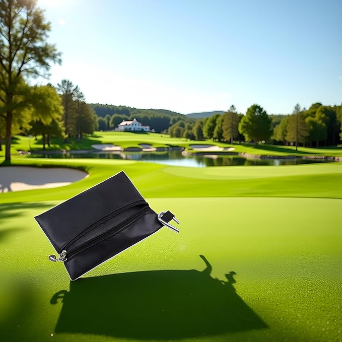 Black Mini Golf Tee Pouch Bag, Durable Golf Ball Tee Storage Bag Leather Golf Tees Pocket with Zipper, Golf Supplies Accessories, Golf Club Bag Accessories, Golf, Sports