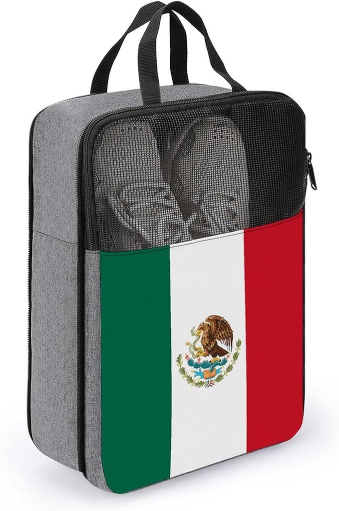 Dust-Proof Men & Women Travel Shoe Bag Mexican Mexico Flag Portable Travel Shoe Packing Bag for Gym Sneaker Bags