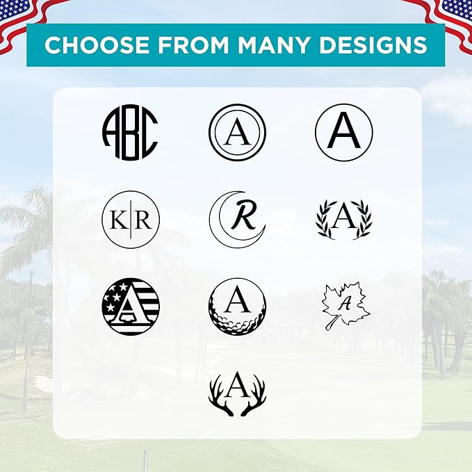 Personalized Golf Ball Marker Stamp with TiteSeal™ Technology - Many Designs to Choose - Gold Case