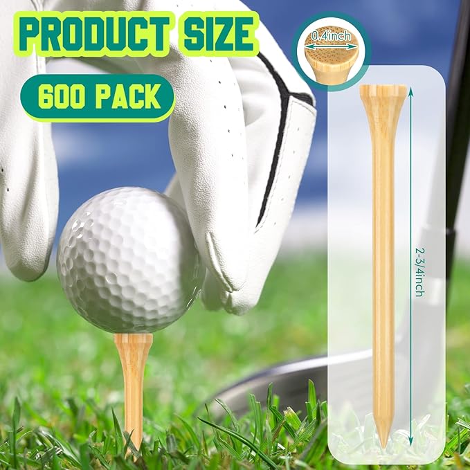 Mudder 600 Pack Golf Tees Bulk Wooden Golf Tees Multicolor Wood for Men Balls Accessories