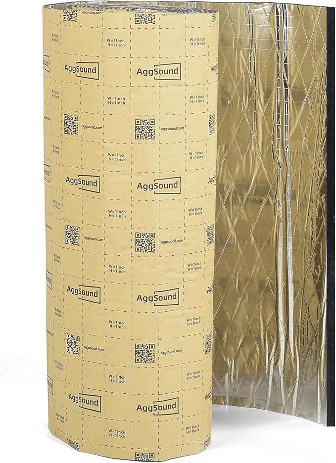 Sound Deadening Mat 1inch(25 mm) 6.54sqft - Aluminum Foil Foam Car Sound Deadening Material - Self-Adhesive Hood Insulation Heat Shield Auto Sound Dampening