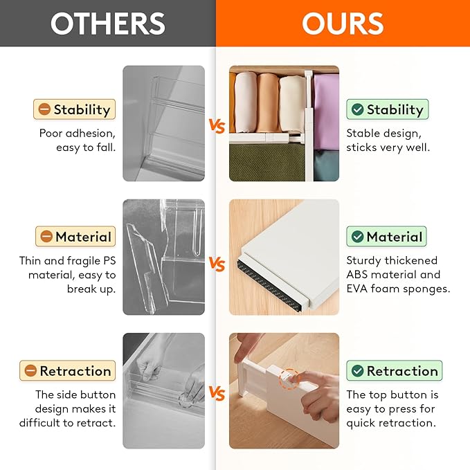 Lifewit 9 Pack Drawer Dividers 4" High, 11-17" Adjustable Drawer Organizers for Clothes, Expandable Dresser Separators in Bedroom/Bathroom/Kitchen/Fridge/Office Organization and Storage, Beige