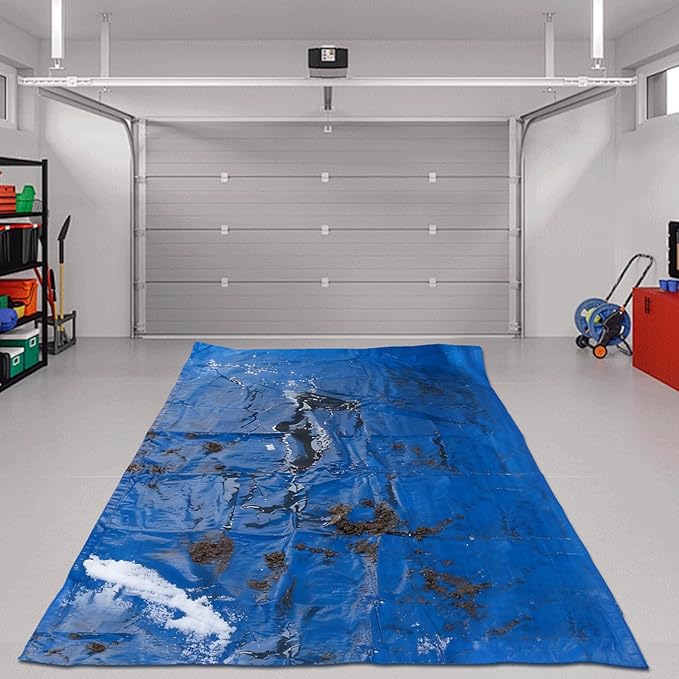 Containment Mat 8' x 18' Waterproof Garage Floor Mat for Prevent Snow Rain and Mud from Damaging The Garage (No Raised Edge)