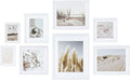 ArtbyHannah Gallery Wall Frame Set, 8 Pack Picture Frames Collage Wall Decor with Neutral Pampas Grass Art for Living Room, Assorted Size Including 11"x14", 8"x10", 5"x7"(White Frame)
