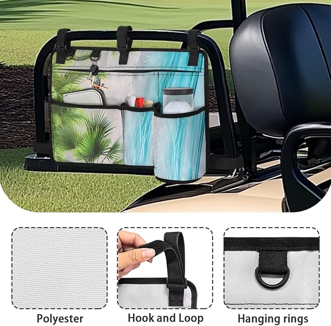 Fashion Golf Cart Rear Seat Organizer Lightweight Storage Bag Accessories for Club Car, Wheelchair and Walker