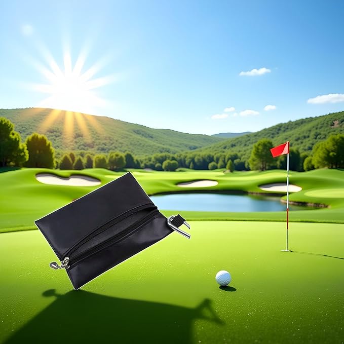 Black Mini Golf Tee Pouch Bag, Durable Golf Ball Tee Storage Bag Leather Golf Tees Pocket with Zipper, Golf Supplies Accessories, Golf Club Bag Accessories, Golf, Sports