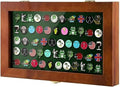 40 Golf Ball Marker Display Case Full Magnetic Backing 15.5" W x 9.5" H Wall Mount Wooden W/98% UV Acrylic Door Lockable Storage Display Box for Ball Marker Collection (Brown)