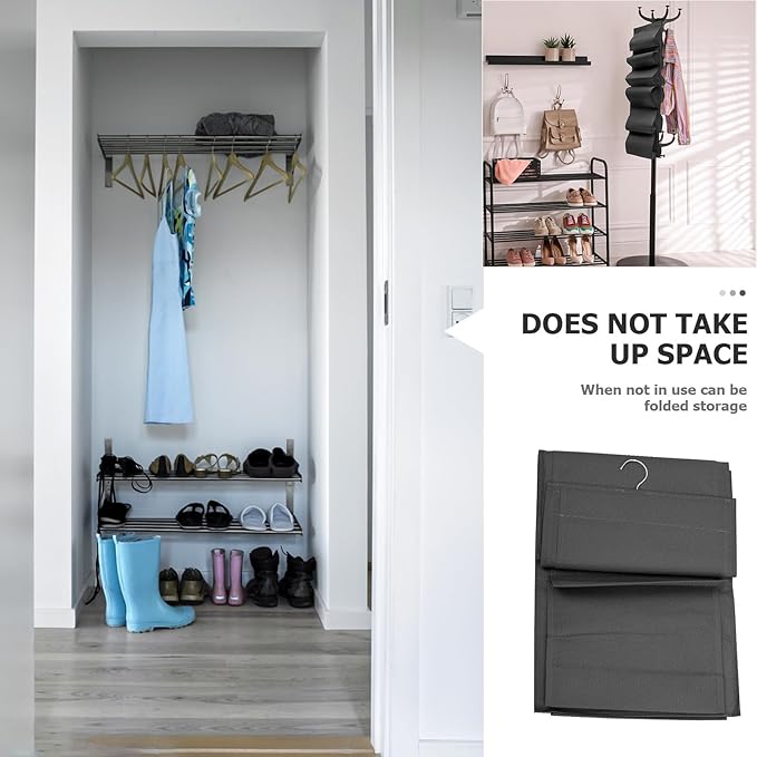 Hanging Shoe Organizer Bag Large Capacity Foldable Shoe Storage Pouch Black Multi-Grid Hanging Organizer for Dormitory Closet Travel