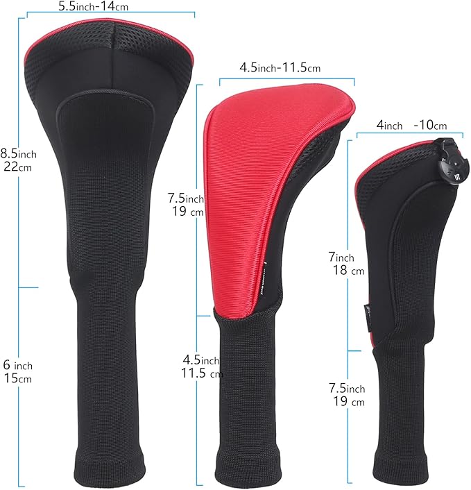 Craftsman Golf 3pcs/Set Meshy Neoprene Golf Club Headcover for Driver Fairway Hybrids Rescue