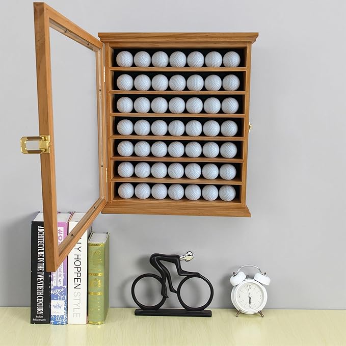 Premium 'Hole in One' Golf Ball Display Case - Exceptional Craftsmanship, Elegant Home Decoration, and Ideal Gift for Golf Enthusiasts Natural Color