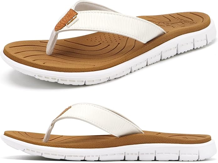 KuaiLu Comfortable Flip Flops for Women with Arch Support Summer Beach Walking Thong Sandals Slip On Indoor Outdoor