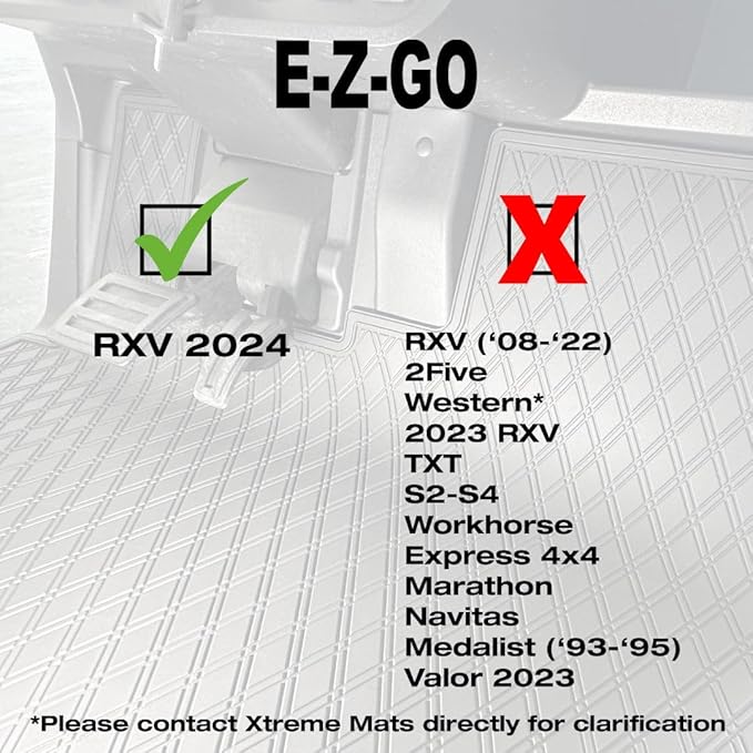 E-Z-GO RXV (2024+) ALL Trim levels (Elite, Freedom etc) / Valor (2024+) Golf Cart Floor Mat