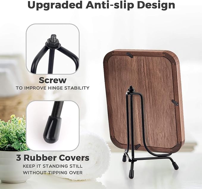 Mocoosy 4 Pack Improved Anti-Slip Plate Stands for Display, 4 Inch Plate Holder Display Stand, Picture Frame Holder Stand, Black Iron Easel Stands for Photo, Decorative Plate and Tabletop Arts