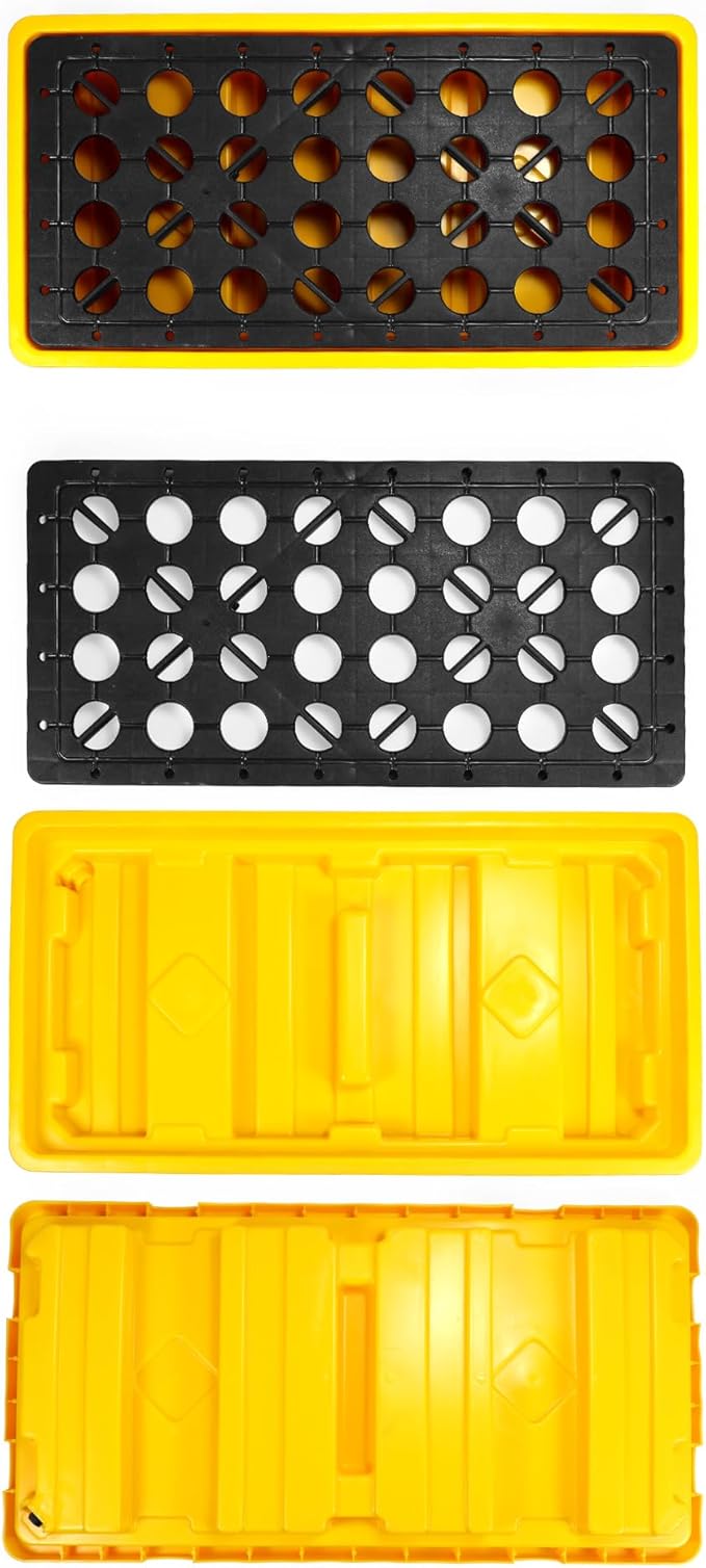 QWORK 2 Drum Modular Platform 5000 lbs. 30 Gallon Sump Containment Tray, Drum Spill Containment Pallet