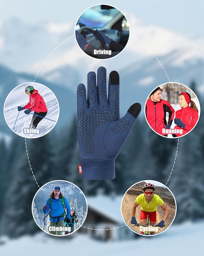 Aegend Lightweight Winter Gloves for Men Women, Warm Running Gloves Touchscreen Thermal Glove Liners for Cold Weather Driving, Cycling & Hiking, Non-Slip, Elastic Cuff, Stretchy, Durable