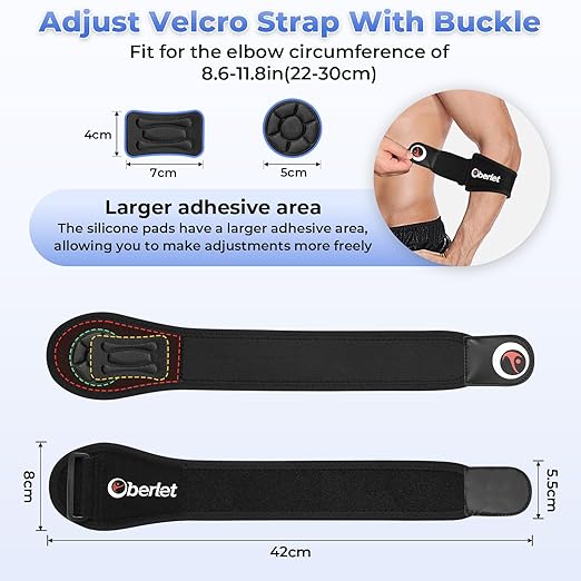 Tennis & Golfer's Elbow Brace for Men & Women with Tendonitis & Elbow Pain Relief - Adjustable Strap & Compression Pads, Arm Forearm Support Band - Black 1 Pack
