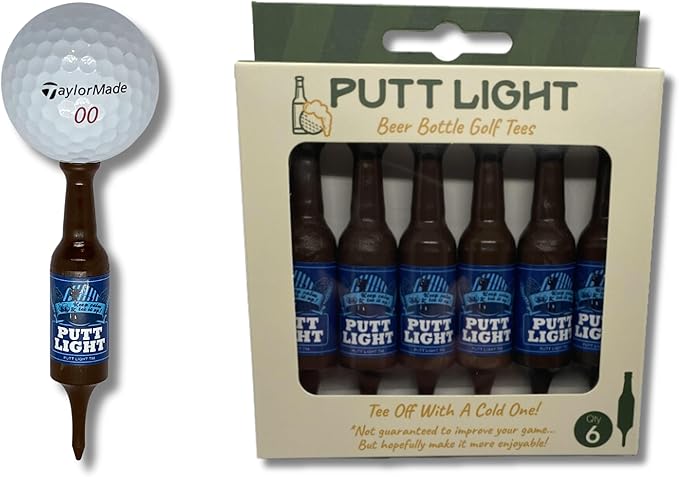 Beer Bottle Golf Tees, Virtually Unbreakable and Recyclable Plastic Golf Tee 6 Pack, Golf Gift for Men, Bachelor Party Novelty Gift, for Golfers,3-1/4" Tall