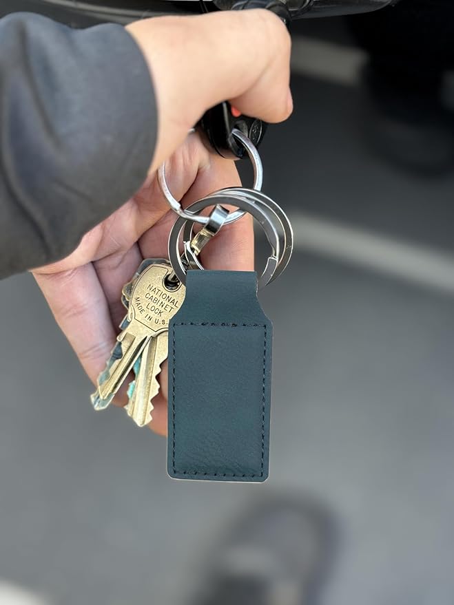 LaserGram Rectangle Keychain, Coat of Arms Germany, Personalized Engraving Included (Slate Blue)