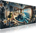 Wknoon. Extra Large Gaming Mouse Pad (31.5" x 11.8") with Durable Stitched Edges – Fantasy World Surreal Palace's Balcony to The Ocean Luxurious Seaside Oasis, Anti-Slip Base Extended XXL Desk Mat
