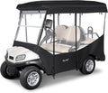 Golf Cart Enclosure 4 Passenger for Club Car Tempo Onward Extended Roof 88" 4-Seater 600D Waterproof Transparent Driving Rain Cover with 4-Sided Clear Windows Roll-up Door Black