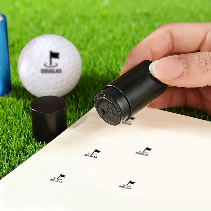 Golf Ball Stamp Personalized Marker - Premium Metal Custom Golf Ball Stamp - Quick-Dry Ink Monogram Identifier - Unique Golfing Accessories Gifts for Men Dad (Black + Black Ink + Iron Box)