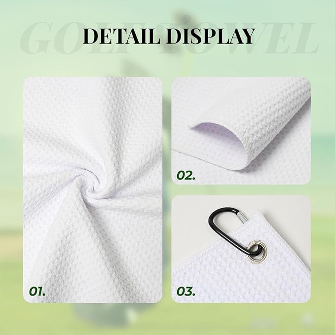 Cloud Golf Towel Waffle Microfiber with Hook Detachable Clip 24x16in
