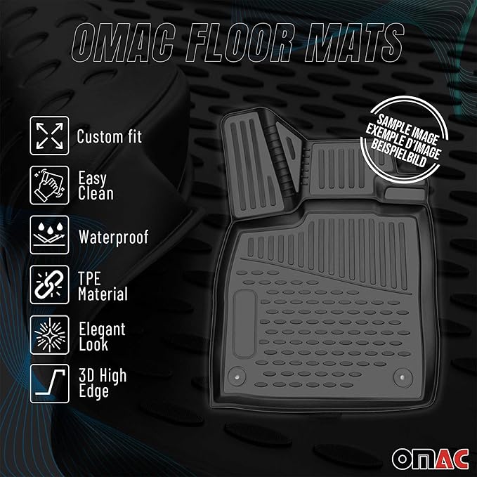 OMAC Floor Mats for VW Golf Mk6 2007-2014 Car Mats All Weather 3D Custom Fit Rubber Mat Waterproof Odorless TPE Floor Liners Laser Measured Non-Slip (Black)