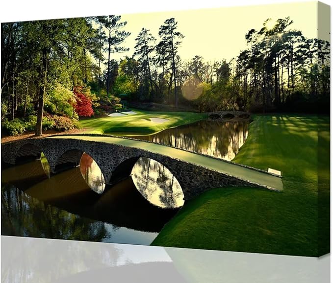 chenchenArt Augusta National Golf Course Wall Art for Living Room Bedroom Bathroom Home Decorations Golf Art Golf Picture Poster Canvas Prints Framed Ready to Hang(24''H x 36''W)